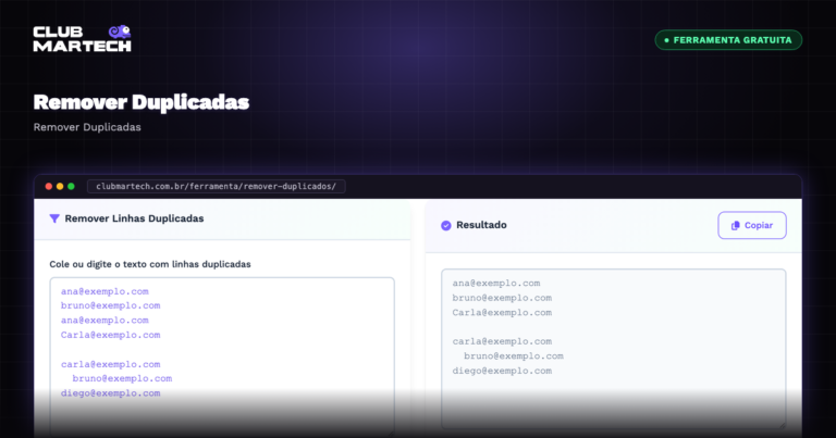 Remover Duplicadas - Club Martech