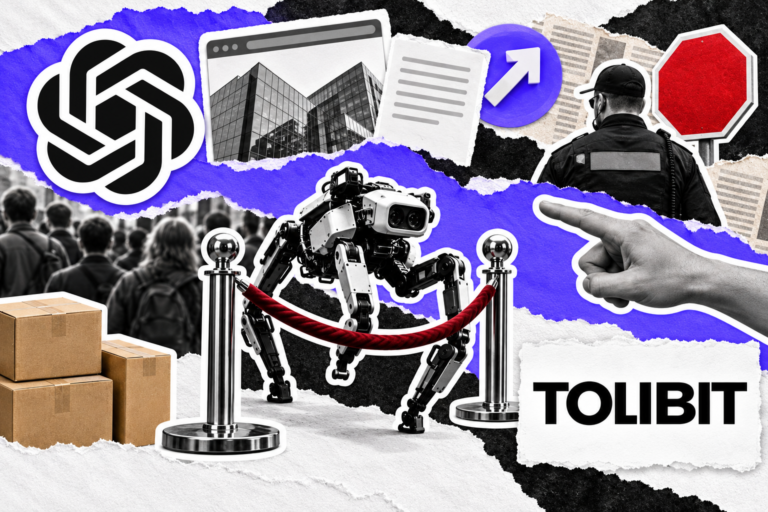 Colagem editorial com os elementos da notícia reposicionados e a identificação de TollBit em quadro branco no canto inferior direito.
