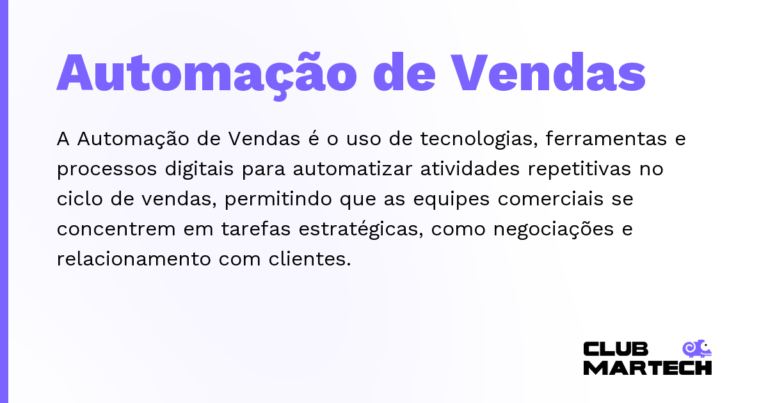 Automação de Vendas — A Automação de Vendas é o uso de tecnologias, ferramentas e processos digitais para automatizar atividades repetitivas n