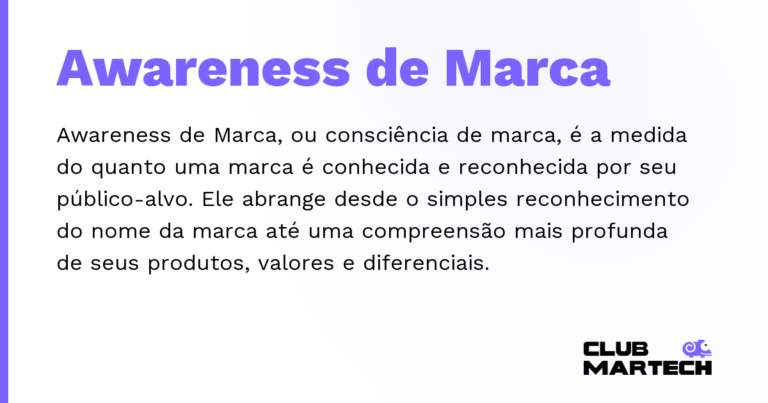 Awareness de Marca — Awareness de Marca, ou consciência de marca, é a medida do quanto uma marca é conhecida e reconhecida por seu público-al
