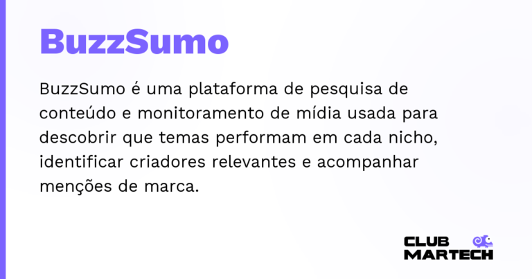 BuzzSumo — BuzzSumo é uma plataforma de pesquisa de conteúdo e monitoramento de mídia usada para descobrir que temas performam em c