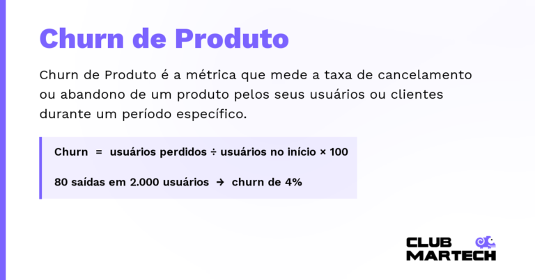 Churn de Produto — Churn de Produto é a métrica que mede a taxa de cancelamento ou abandono de um produto pelos seus usuários ou clientes d