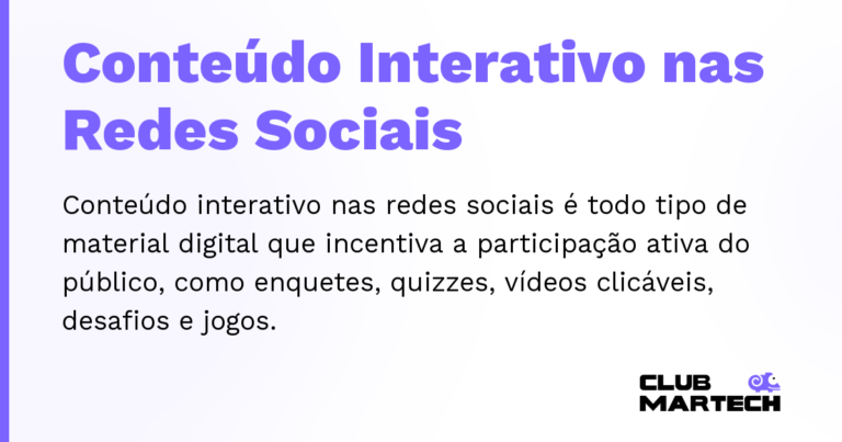 Conteúdo Interativo nas Redes Sociais — Conteúdo interativo nas redes sociais é todo tipo de material digital que incentiva a participação ativa do público, com