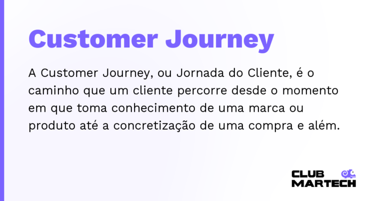 Customer Journey — A Customer Journey, ou Jornada do Cliente, é o caminho que um cliente percorre desde o momento em que toma conhecimento