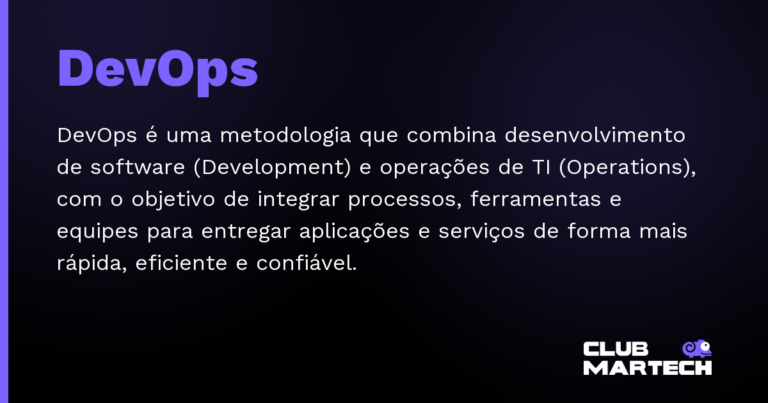 DevOps — DevOps é uma metodologia que combina desenvolvimento de software (Development) e operações de TI (Operations), com o obj