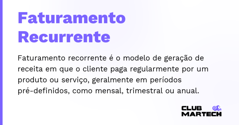 Faturamento Recurrente — Faturamento recorrente é o modelo de geração de receita em que o cliente paga regularmente por um produto ou serviço, ge