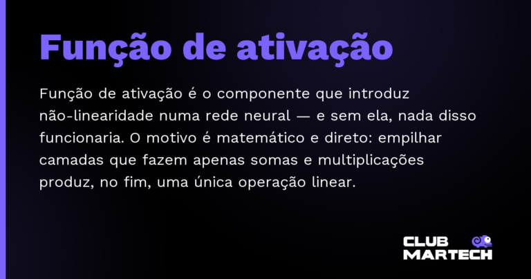 Função de ativação — Função de ativação é o componente que introduz não-linearidade numa rede neural — e sem ela, nada disso funcionaria. O m