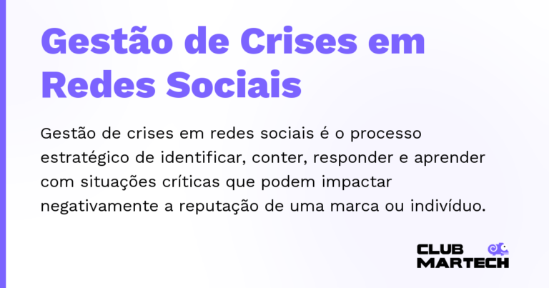 Gestão de Crises em Redes Sociais — Gestão de crises em redes sociais é o processo estratégico de identificar, conter, responder e aprender com situações cr