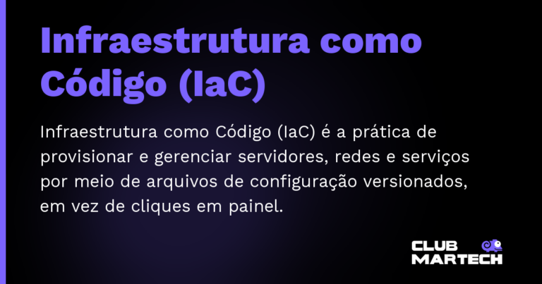 Infraestrutura como Código (IaC) — Infraestrutura como Código (IaC) é a prática de provisionar e gerenciar servidores, redes e serviços por meio de arquivo