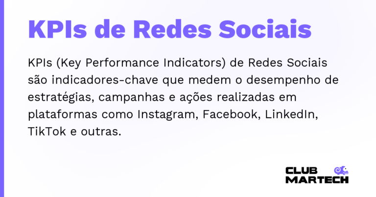 KPIs de Redes Sociais — KPIs (Key Performance Indicators) de Redes Sociais são indicadores-chave que medem o desempenho de estratégias, campanha