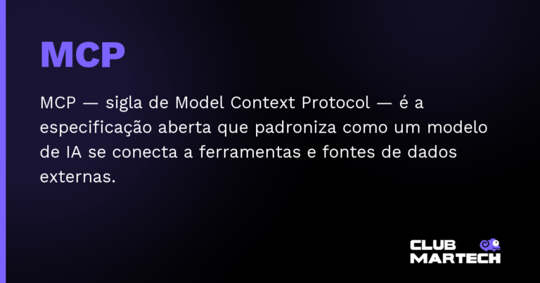 MCP — MCP — sigla de Model Context Protocol — é a especificação aberta que padroniza como um modelo de IA se conecta a ferrame