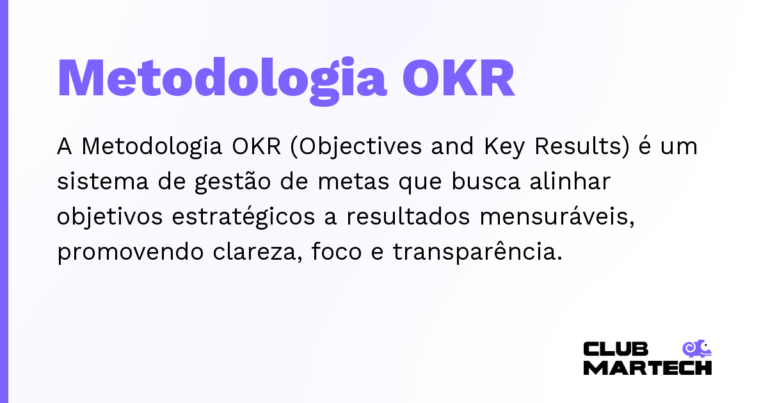 Metodologia OKR — A Metodologia OKR (Objectives and Key Results) é um sistema de gestão de metas que busca alinhar objetivos estratégicos