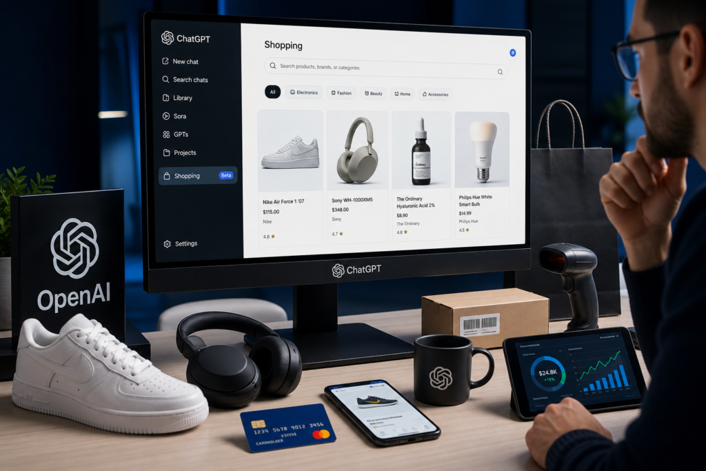 OpenAI fixa aba de compras na barra lateral do ChatGPT