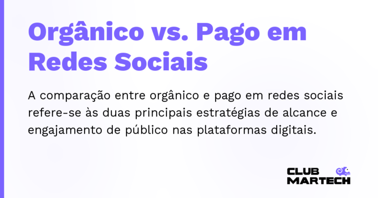 Orgânico vs. Pago em Redes Sociais — A comparação entre orgânico e pago em redes sociais refere-se às duas principais estratégias de alcance e engajamento de