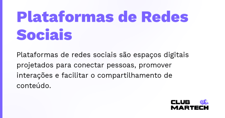 Plataformas de Redes Sociais — Plataformas de redes sociais são espaços digitais projetados para conectar pessoas, promover interações e facilitar o co