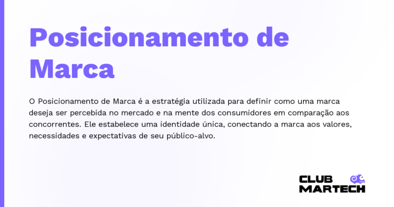 Posicionamento de Marca — O Posicionamento de Marca é a estratégia utilizada para definir como uma marca deseja ser percebida no mercado e na ment