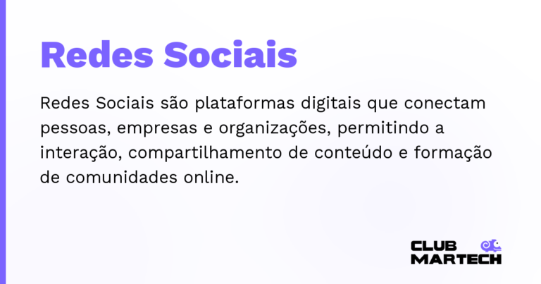 Redes Sociais — Redes Sociais são plataformas digitais que conectam pessoas, empresas e organizações, permitindo a interação, compartilh