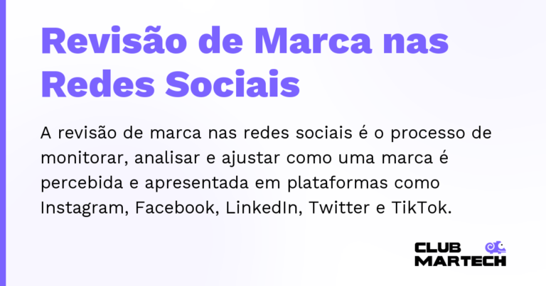 Revisão de Marca nas Redes Sociais — A revisão de marca nas redes sociais é o processo de monitorar, analisar e ajustar como uma marca é percebida e apresent