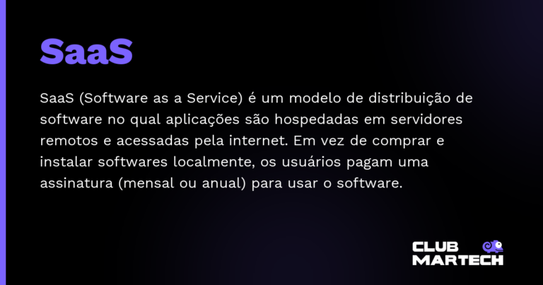 SaaS — SaaS (Software as a Service) é um modelo de distribuição de software no qual aplicações são hospedadas em servidores rem