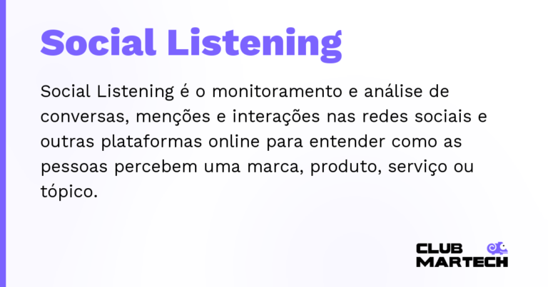 Social Listening — Social Listening é o monitoramento e análise de conversas, menções e interações nas redes sociais e outras plataformas o