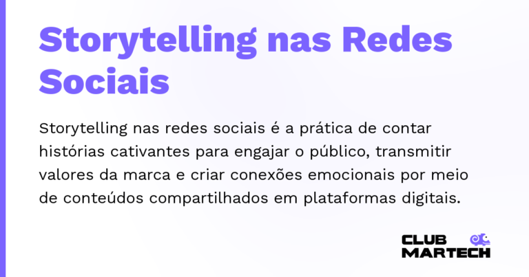 Storytelling nas Redes Sociais — Storytelling nas redes sociais é a prática de contar histórias cativantes para engajar o público, transmitir valores da