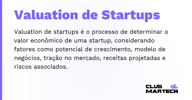 Valuation de Startups — Valuation de startups é o processo de determinar o valor econômico de uma startup, considerando fatores como potencial d