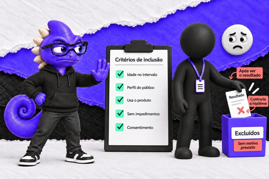 Viés do experimentador: Uma análise de experimento exclui dados após ver o resultado.