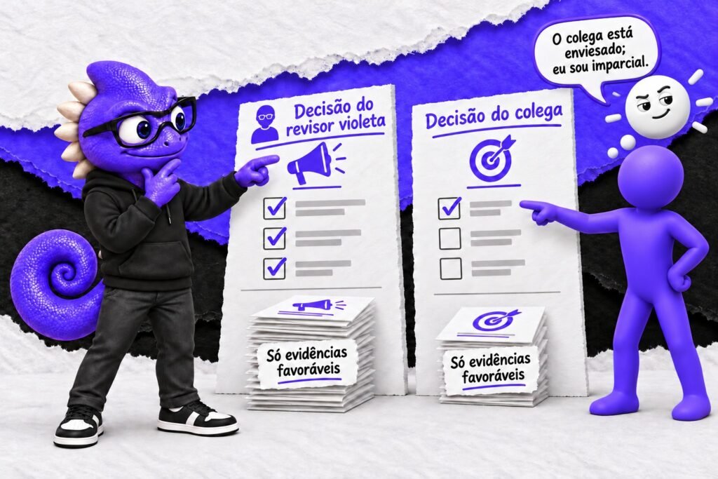 Viés do ponto cego: Uma pessoa aponta viés alheio sem revisar a própria decisão.