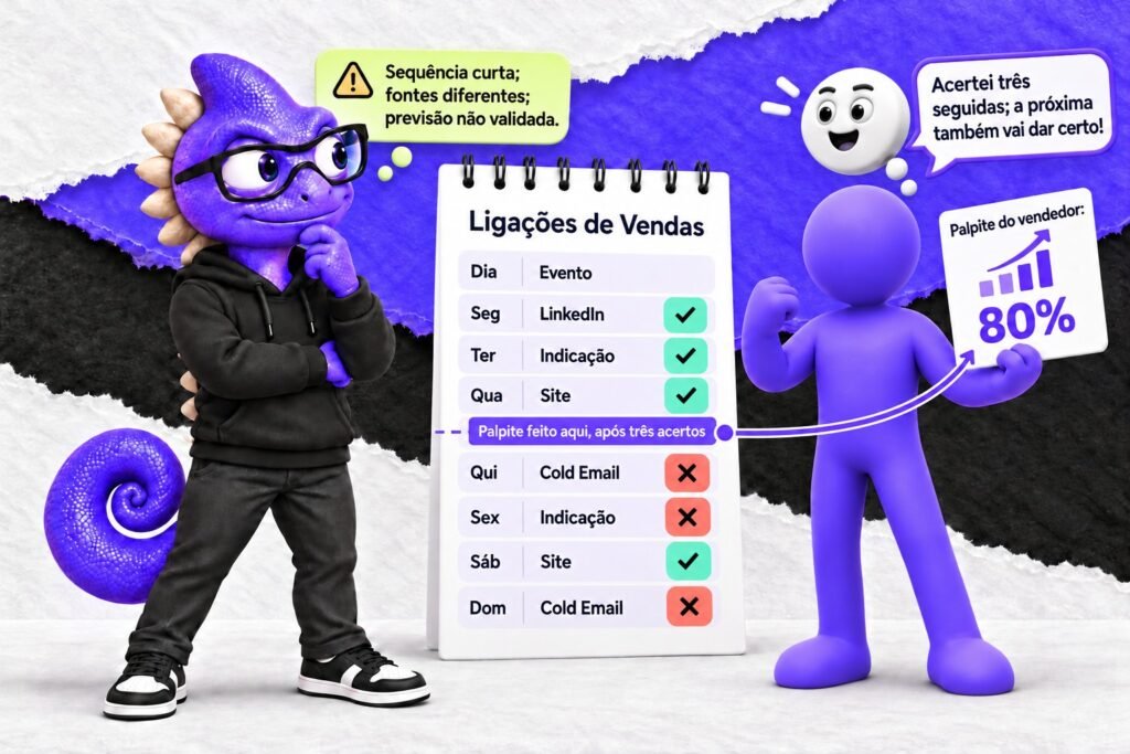 Falácia da mão quente: Uma sequência curta de vendas motiva uma previsão muito forte.