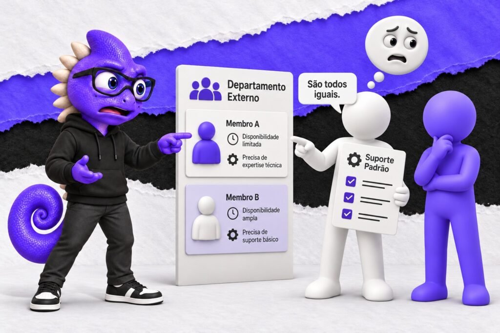 Efeito de homogeneidade de exogrupo: Uma equipe trata integrantes de outra área como iguais.