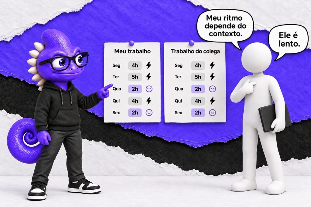 Viés de atribuição de características: Avaliação de comportamento de colegas.