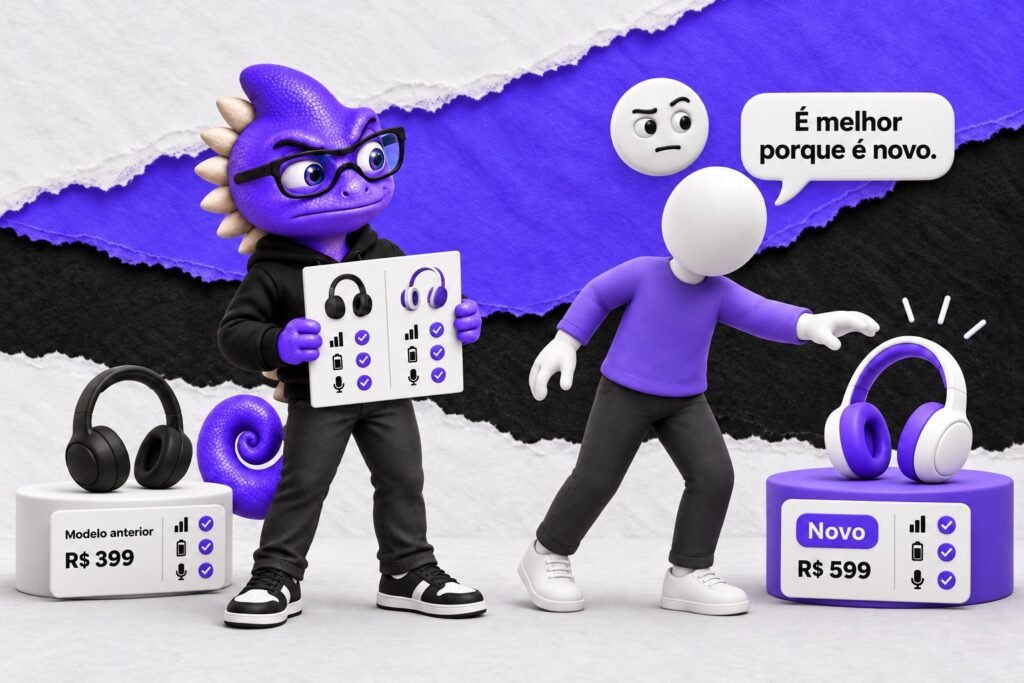 Apelo à novidade: Escolha de equipamento recém-lançado.