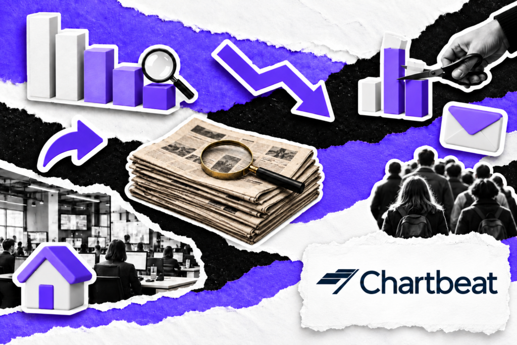 Colagem editorial com os elementos da notícia reposicionados e a identificação de Chartbeat em quadro branco no canto inferior direito.