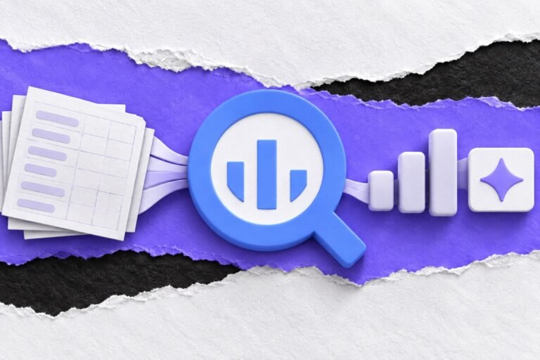 Colagem: tabelas de dados entram no bloco com o logo do BigQuery e saem como gráfico e resposta de IA