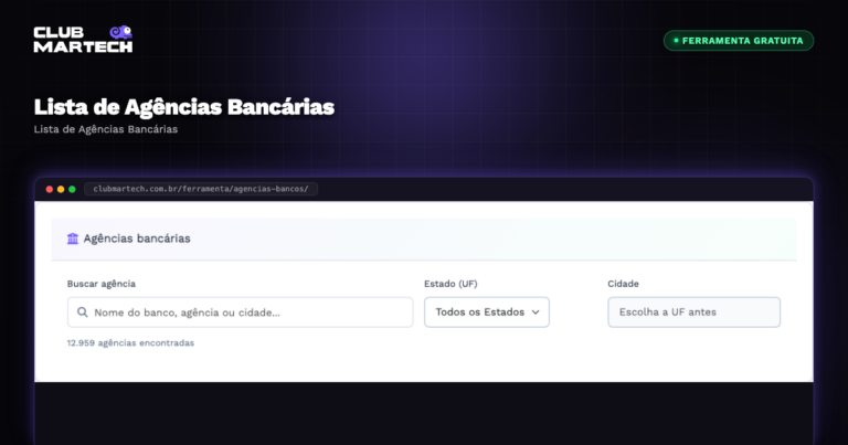 Lista de Agências Bancárias - Club Martech