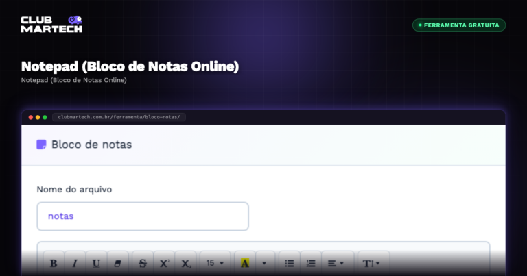 Notepad (Bloco de Notas Online) - Club Martech