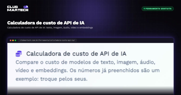 Calculadora de custo de API de IA - Club Martech