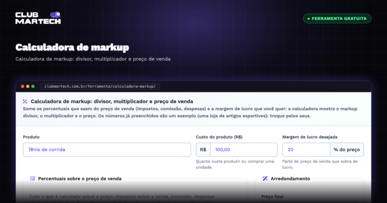 Calculadora de markup - Club Martech