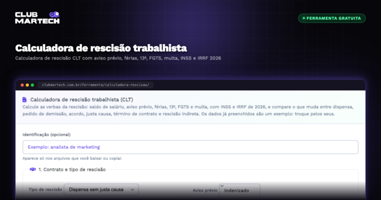 Calculadora de rescisão trabalhista - Club Martech