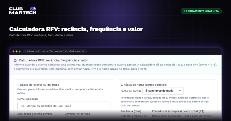 Calculadora RFV: recência, frequência e valor - Club Martech