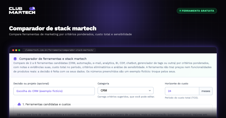 Comparador de stack martech - Club Martech