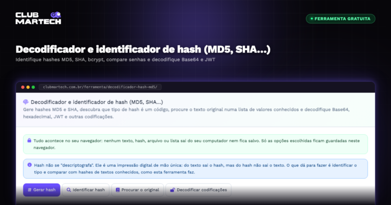 Decodificador e identificador de hash (MD5, SHA...) - Club Martech
