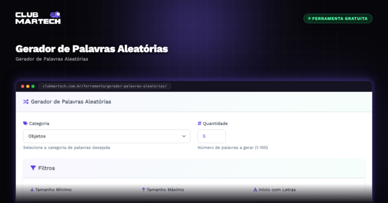 Gerador de Palavras Aleatórias - Club Martech