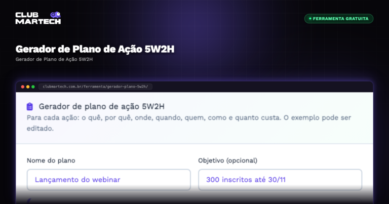 Gerador de Plano de Ação 5W2H - Club Martech