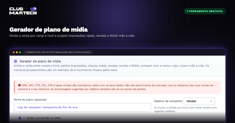 Gerador de plano de mídia - Club Martech