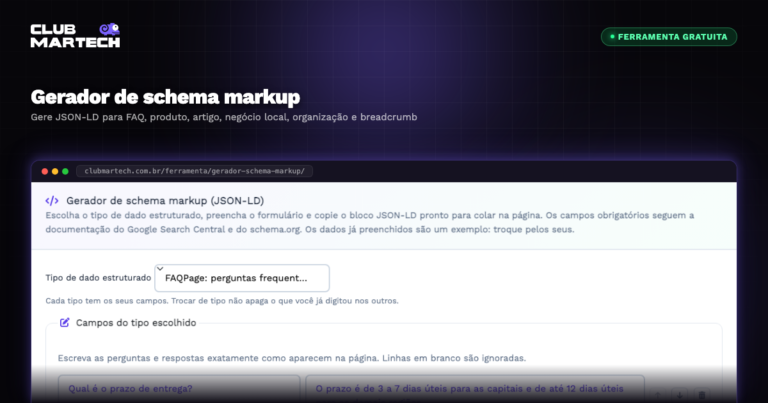 Gerador de schema markup - Club Martech