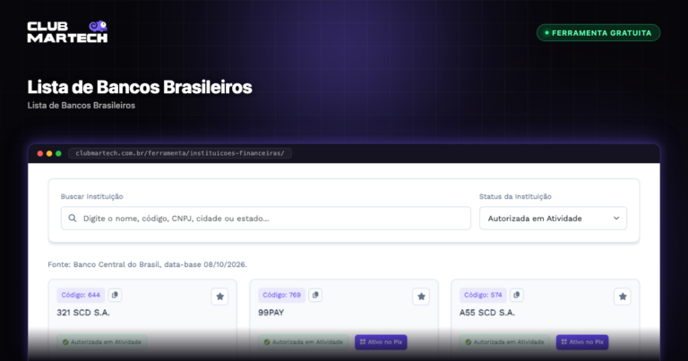 Lista de Bancos Brasileiros - Club Martech