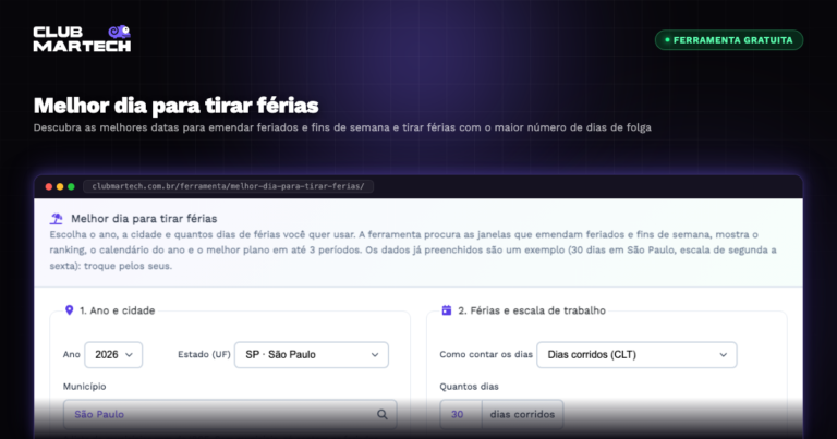 Melhor dia para tirar férias - Club Martech
