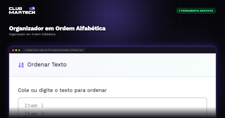 Organizador em Ordem Alfabética - Club Martech