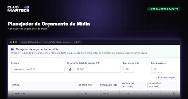 Planejador de Orçamento de Mídia - Club Martech